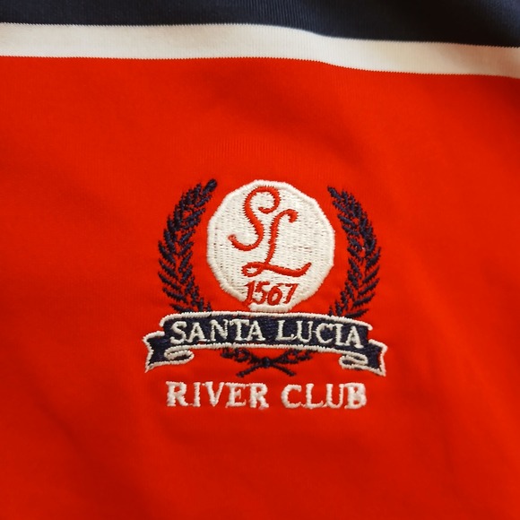 FootJoy Polo Mens Large Red Santa Lucia River Club Performance Stretch Flex - Picture 4 of 10